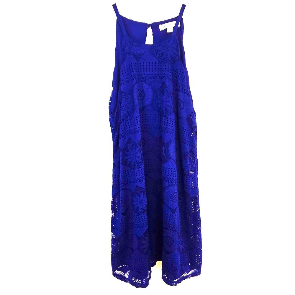 Womens misses dress size S small blue 4 6 sleeveless sundress lacy knee